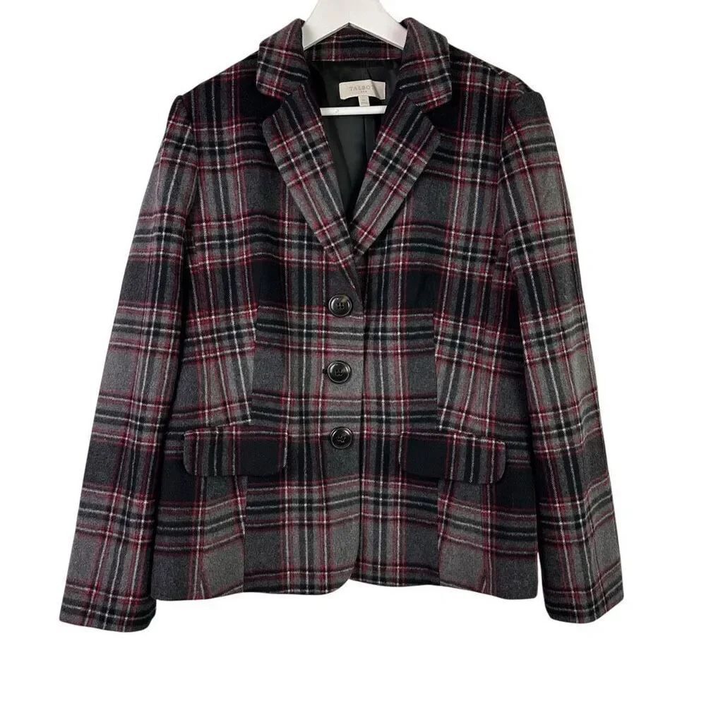 Talbots Women’s size 14 Blazer Black, Gray Red